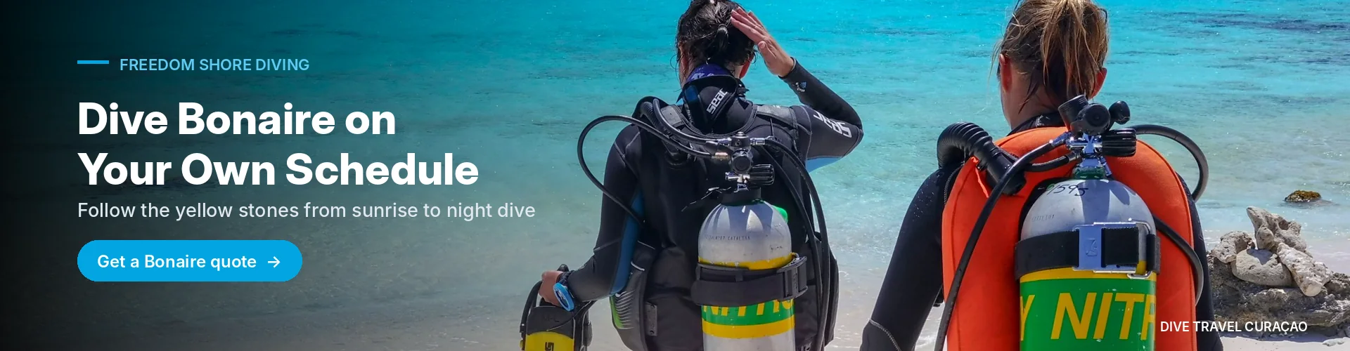 This Bonaire Dive Vacation Guide is the starting point. Dive Travel Curaçao turns it into a booked trip at Buddy Dive Resort or Grand Windsock Dive & Beach Resort, with a truck, unlimited air or nitrox, and on-island support, and we can combine Bonaire with Curaçao in one itinerary.